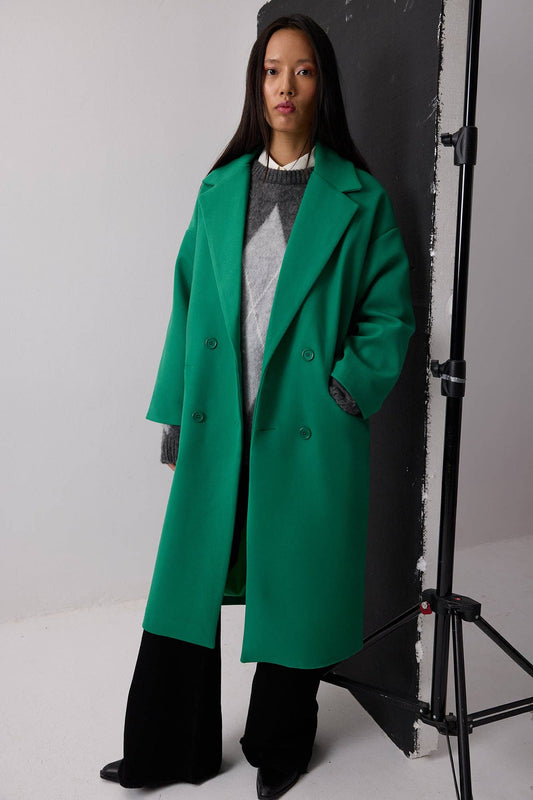 Cappotto oversize doppiopetto verde