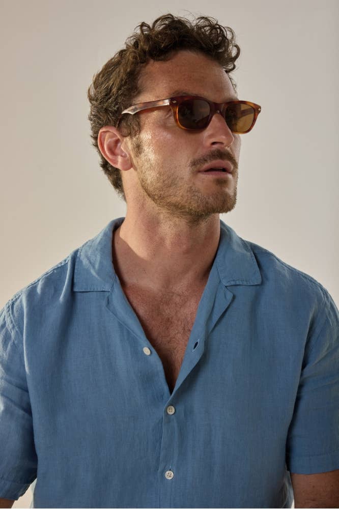 Camicia in lino Papete blu Charron