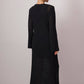 Abito lungo nero in crochet a maniche lunghe in misto cotone