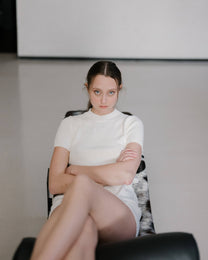 T-shirt in maglia di cotone a trama spessa