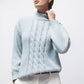 Maglione in maglia strutturata a trecce con collo alto