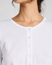 Maglia Henley a Costine in Cotone Biologico Ida Bianca