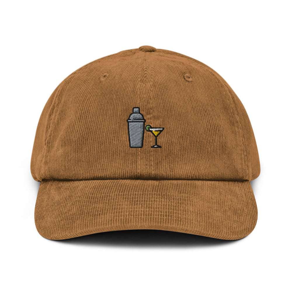 Cappellino in velluto a coste con ricamo shaker cocktail