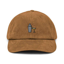 Cappellino in velluto a coste con ricamo shaker cocktail
