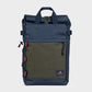 Zaino roll-top in poliestere riciclato navy e khaki