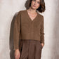 Cardigan corto in maglia con scollo a V e tasche
