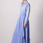 Gonna lunga azzurra con coulisse e orlo arricciato in misto cotone
