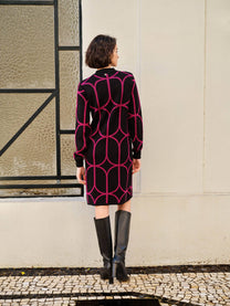 Abito in maglia a rete con motivo geometrico