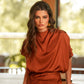 Blusa in raso di viscosa con drappeggio