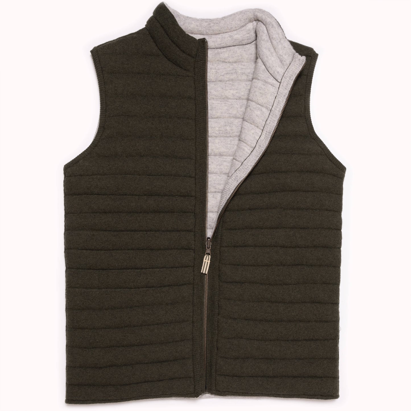 Gilet Imbottito Reversibile Kaki e Grigio