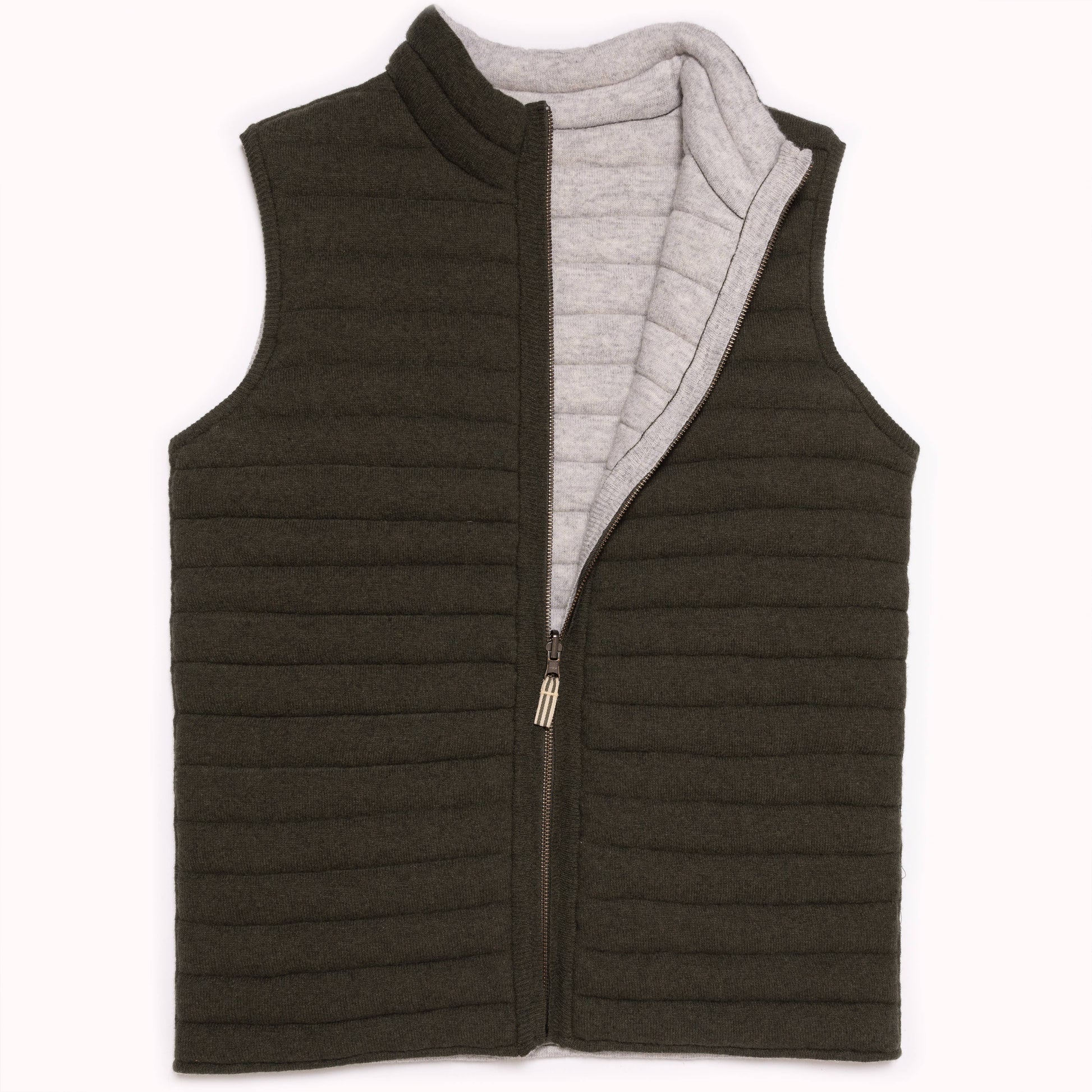 Gilet Imbottito Reversibile Kaki e Grigio