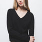Maglione in maglia rasata con scollo a V