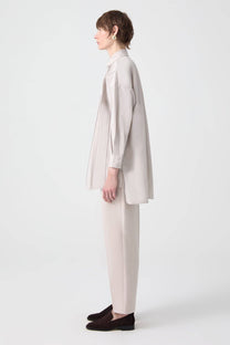 Camicia oversize a costine color pietra