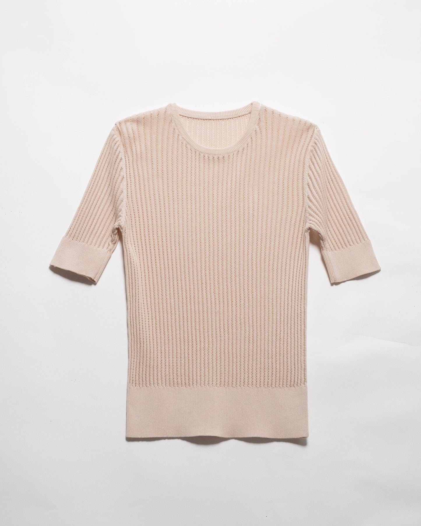 T-shirt in cotone fine con micro pointelle