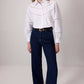 Camicia bianca con ricamo sangallo e maniche a sbuffo