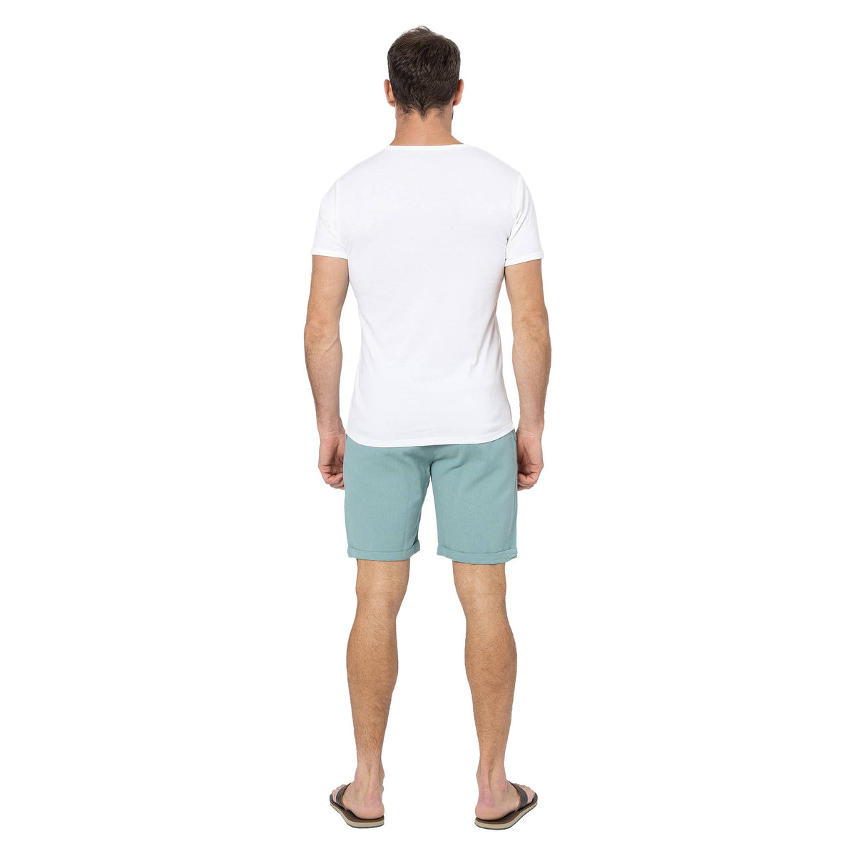 Pantaloncini estivi da uomo in misto lino turchese