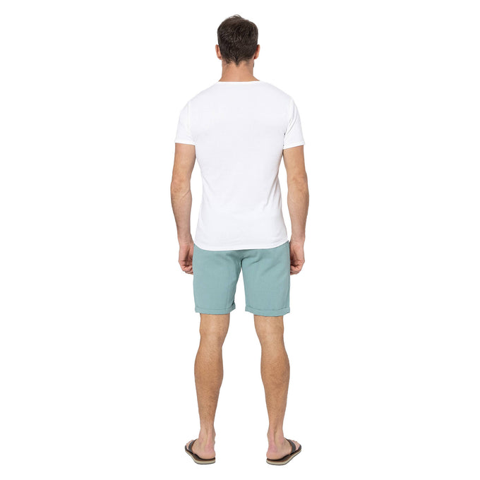 Pantaloncini estivi da uomo in misto lino turchese