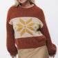 Maglione in maglia jacquard con maniche a palloncino