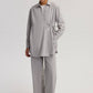 Completo pantaloni e camicia kimono con laccetti incrociati
