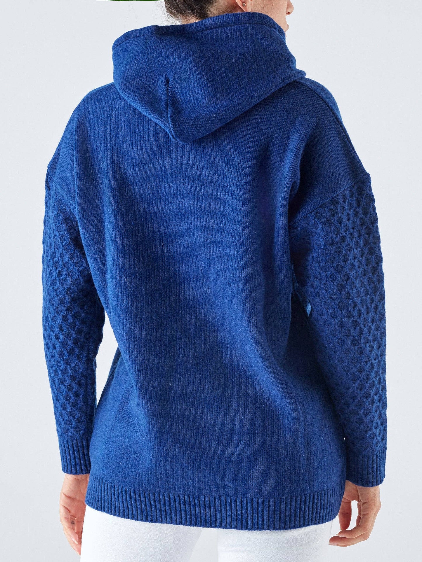 Felpa con cappuccio in maglia di lana