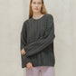 Maxi maglia girocollo a trecce in misto cashmere
