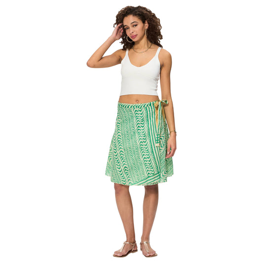 Gonna estiva corta boho in cotone con lacci