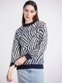 Pullover jacquard girocollo