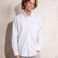 Camicia uomo a righe in cotone e poliestere