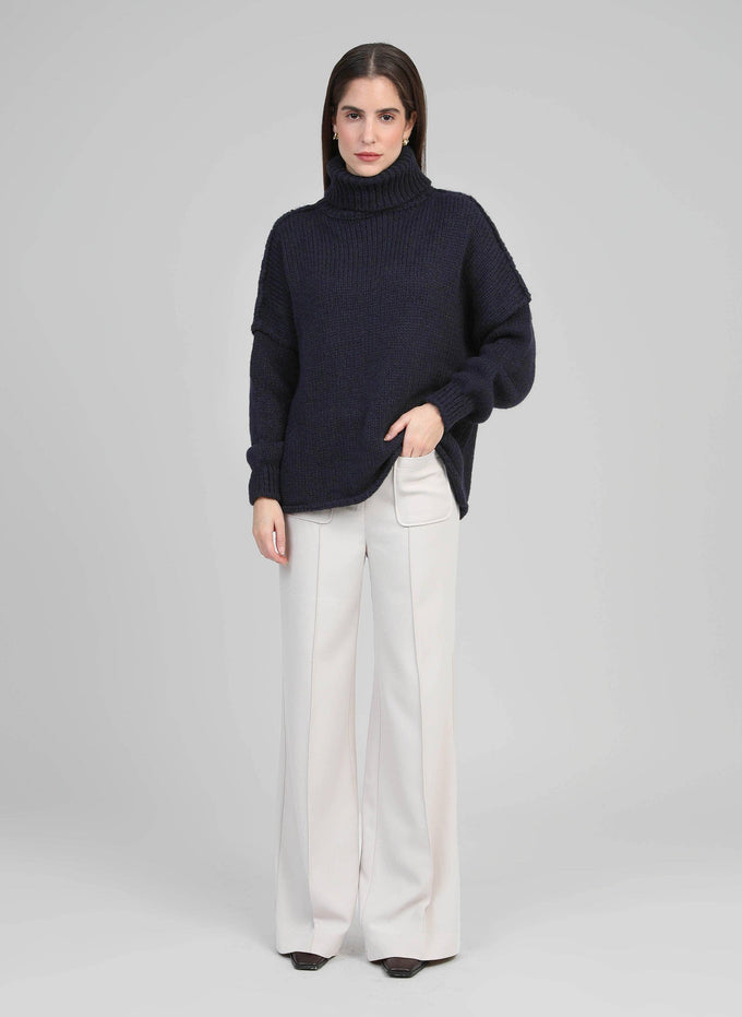 Maglione dolcevita oversize blu marino
