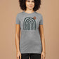 T-shirt donna grigia con stampa grafica