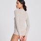 Maglia Marinière in Lana a Righe Ecru e Grigio Melange
