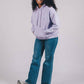 Felpa oversize da donna in cotone biologico con cappuccio color lavanda