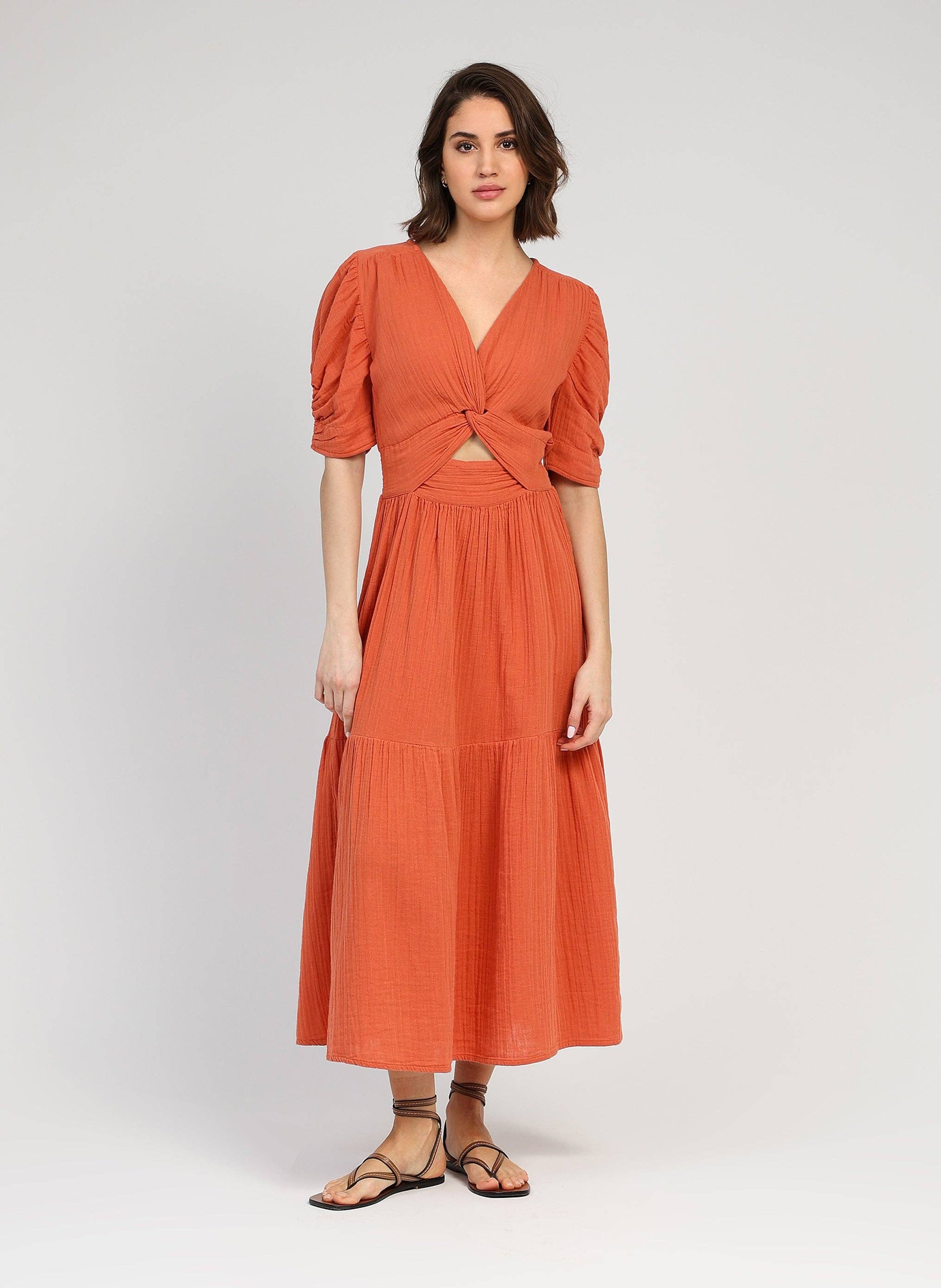 Vestito midi Odouma terracotta