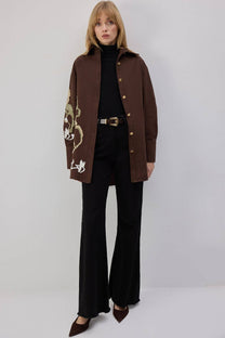 Camicia oversize in gabardine ricamata