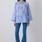 Camicia oversize in popeline di cotone a righe con fiocchi decorativi