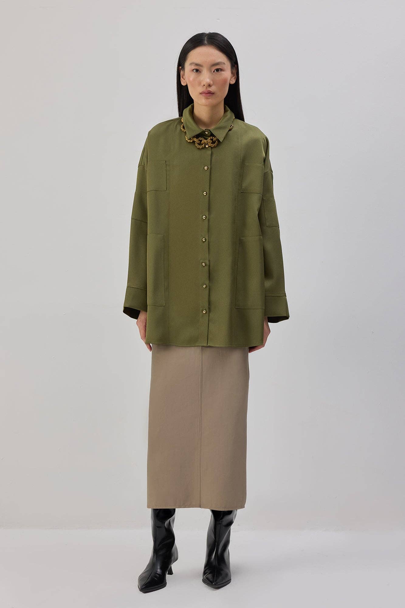 Camicia oversize in raso