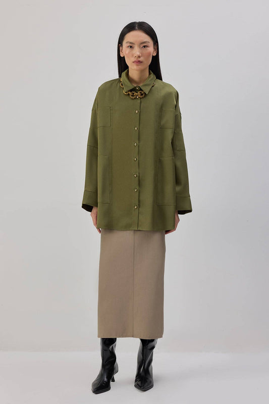 Camicia oversize in raso