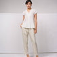 Blusa in cotone con scollo a V e volant