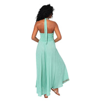 Abito lungo estivo boho in cotone verde