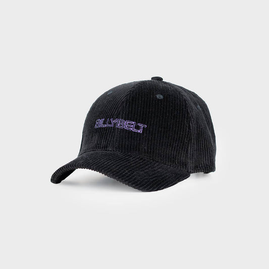 Cappellino in velluto nero con logo ricamato