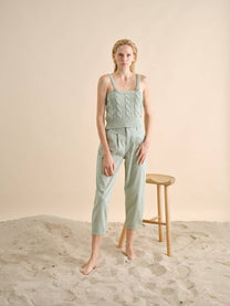 Pantaloni in twill con spille decorative