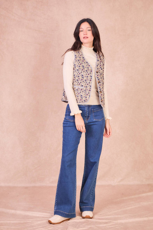 Gilet trapuntato floreale in cotone GOA