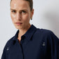 Camicia ricamata con applicazioni gioiello blu navy