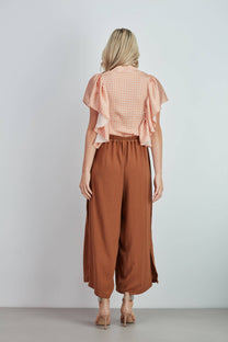 Pantaloni culotte ampi color ruggine