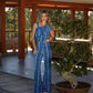 Tuta lunga tie-dye asimmetrica blu
