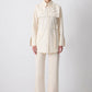 Camicia in lino con sprone in pizzo floreale e cintura