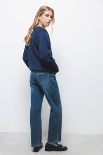 Jeans denim donna a gamba dritta