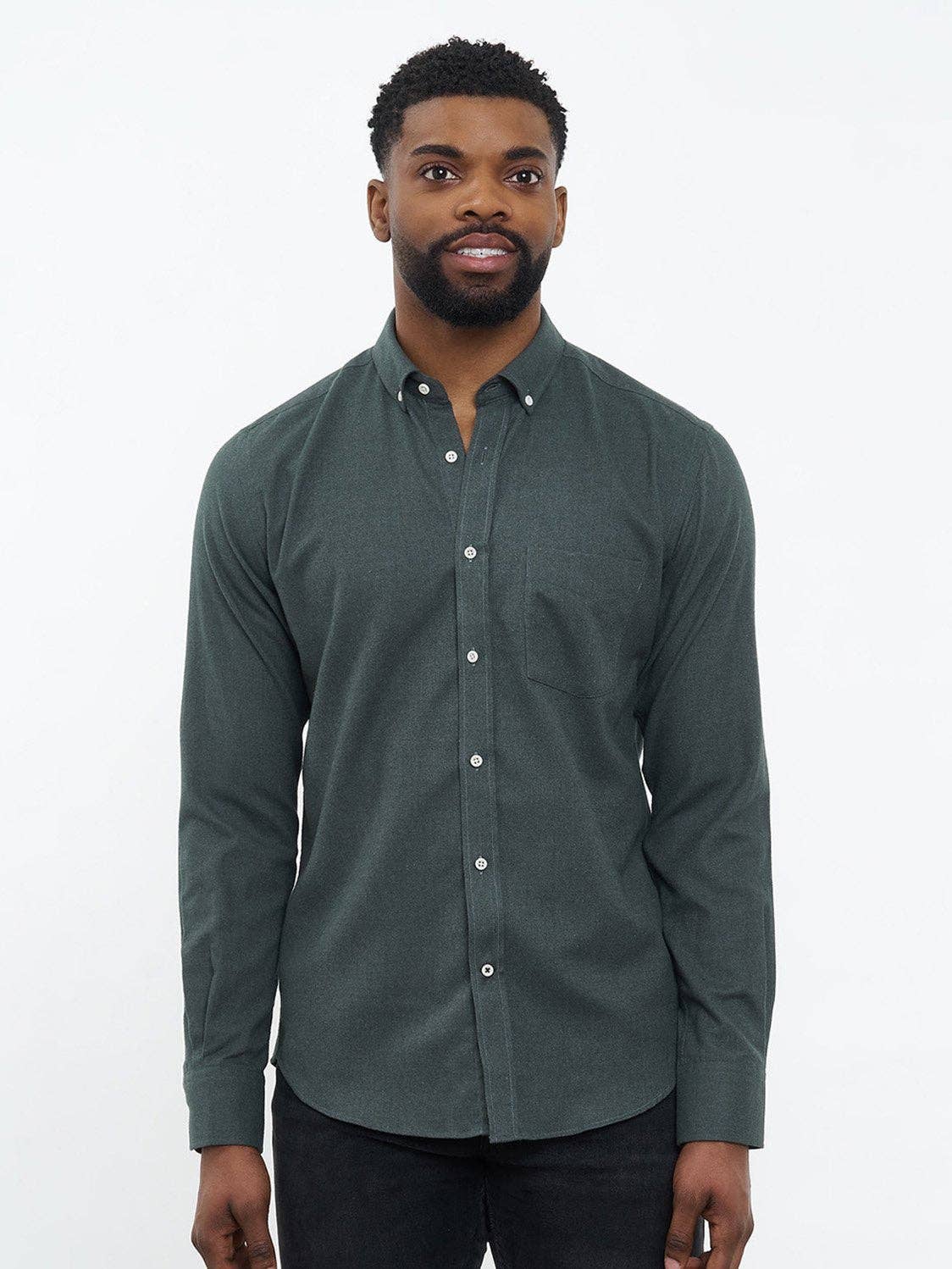 Camicia in flanella su misura verde muschio
