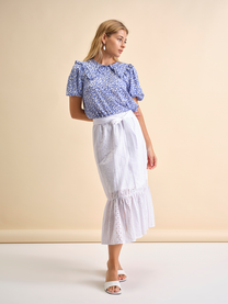 Blusa floreale in viscosa con volant