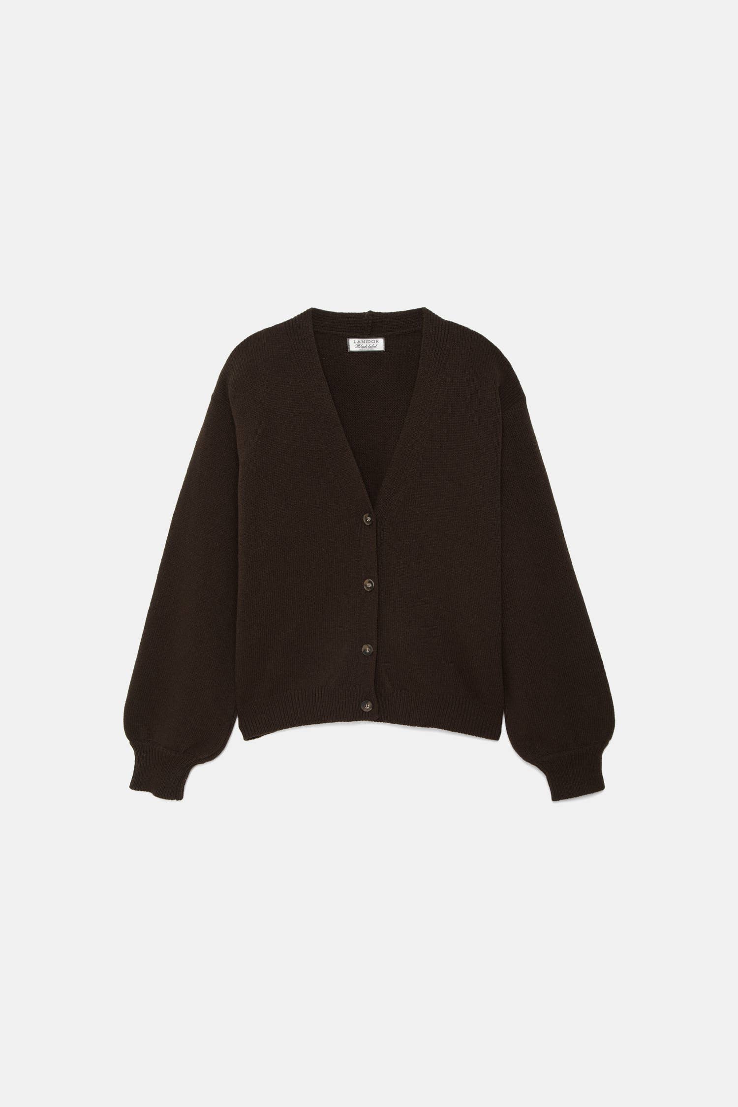 Cardigan in maglia rasata con maniche a palloncino